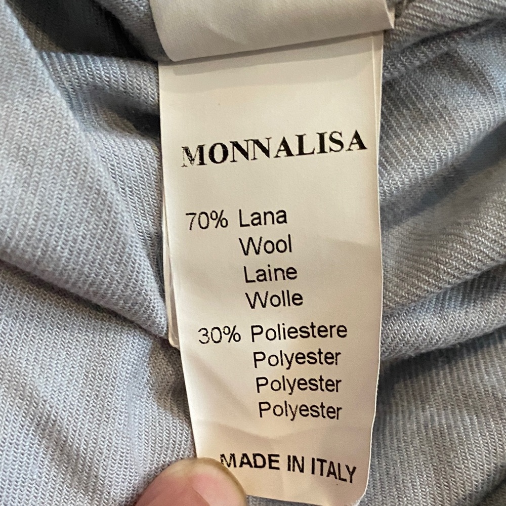 Grey wool with plaid/leopard detail Monnalisa Bebe dress, size 24 months. - Picture 11 of 11